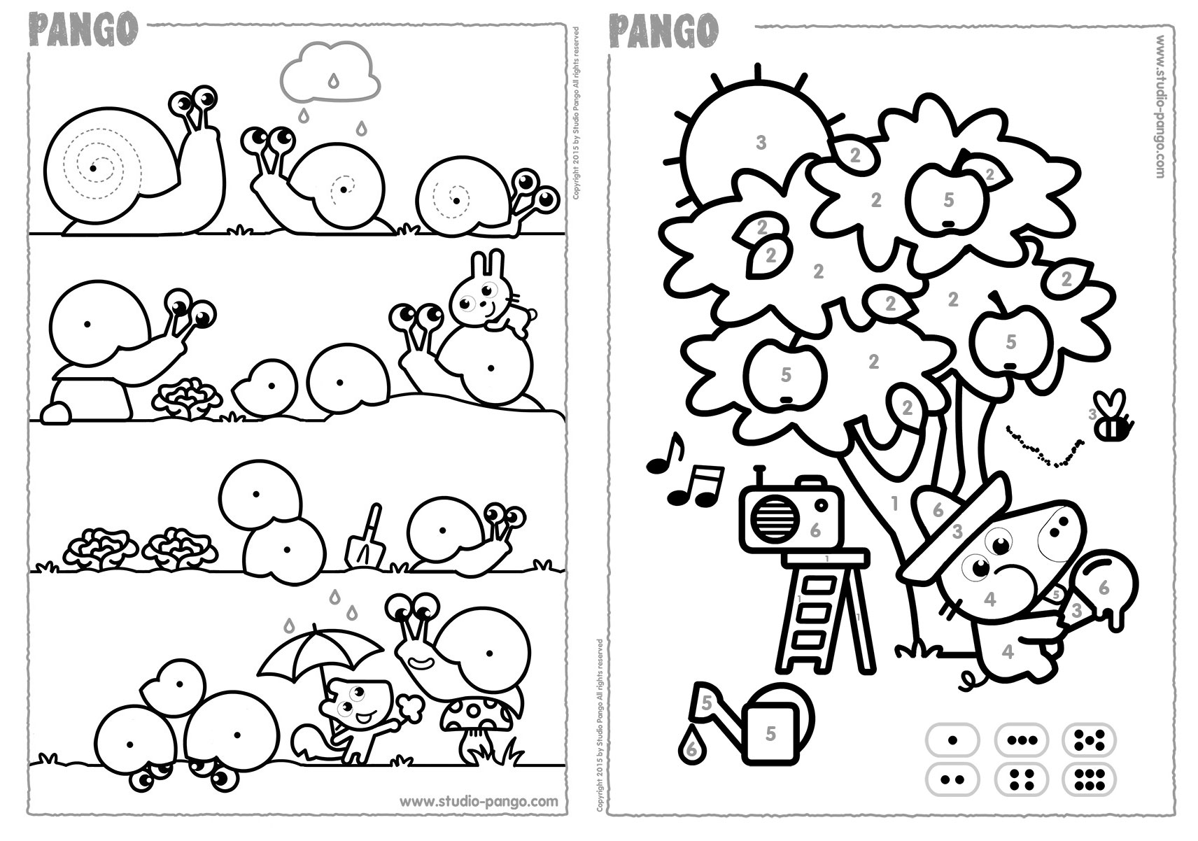 Tracer et colorier avec Pango : pages 1 et 2